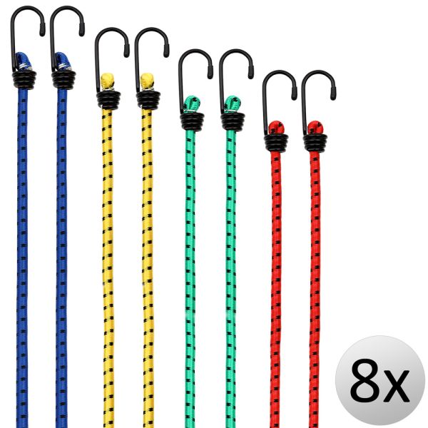 Deuba® Spanngummi Expander 8 tlg 40-100cm x 0,8cm blau / gelb / grün / rot