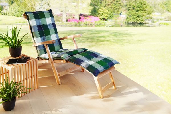 Solax-Sunshine Deckchair-Auflage, Karo-Grün-Blau
