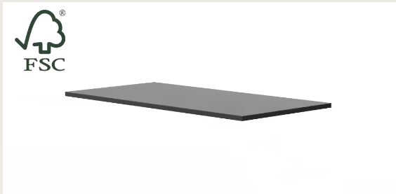 Tischplatte in 140(B)x80(T)x2,5(H) cm, MDF, Farbe:Schwarz