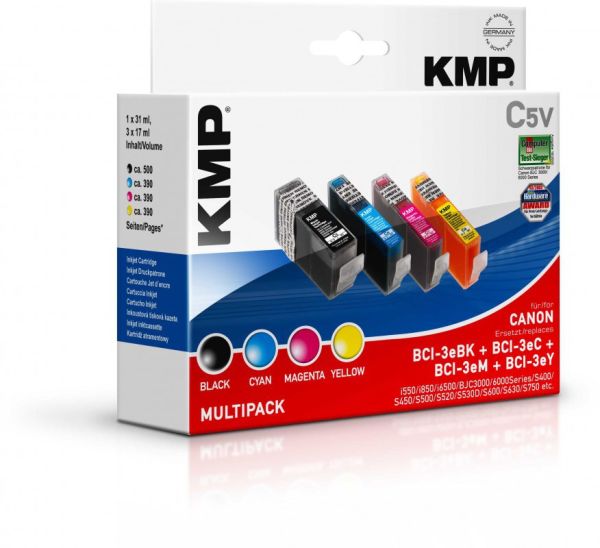 KMP C5V Tintenpatrone ersetzt Canon BCI3EBK (4479A002), Canon BCI3EC (4480A002), Canon BCI3EM (4481A002), Canon BCI3EY (4482A002)