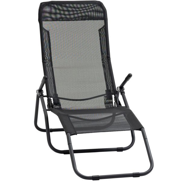 Outsunny Liegestuhl klappbar Sonnenliege Gartenliege verstellbar Textilene Stahl Schwarz 62 x 143 x