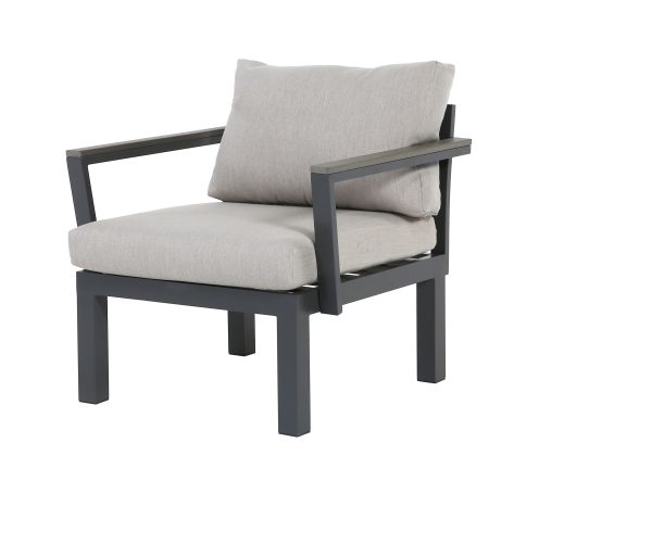 Aluminium Sessel Ambience, flexibel einsetzbar mit wasserabweisenden Kissen, Dunkelgrau / Hellgrau,