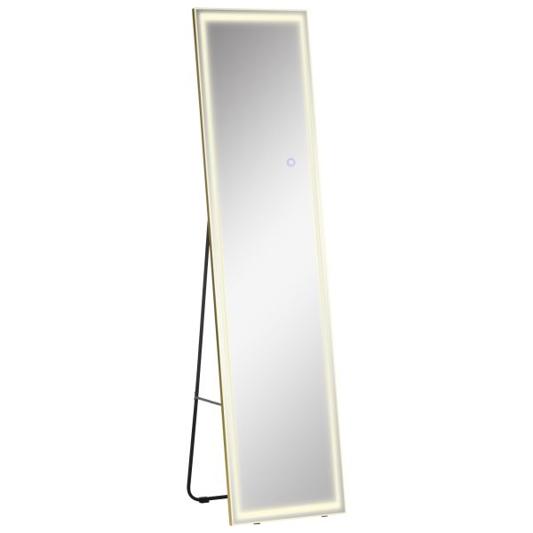 HOMCOM 2 in 1 Standspiegel, Wandspiegel, Ganzkörperspiegel mit LED-Beleuchtung