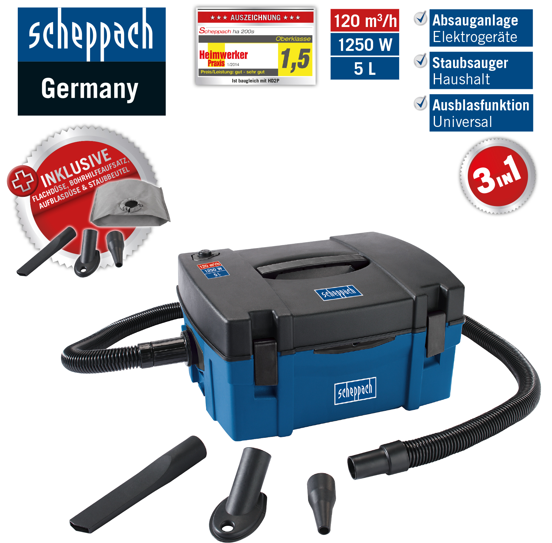 Scheppach Kompakt-Absauganlage 3in1 HD2P | Norma24