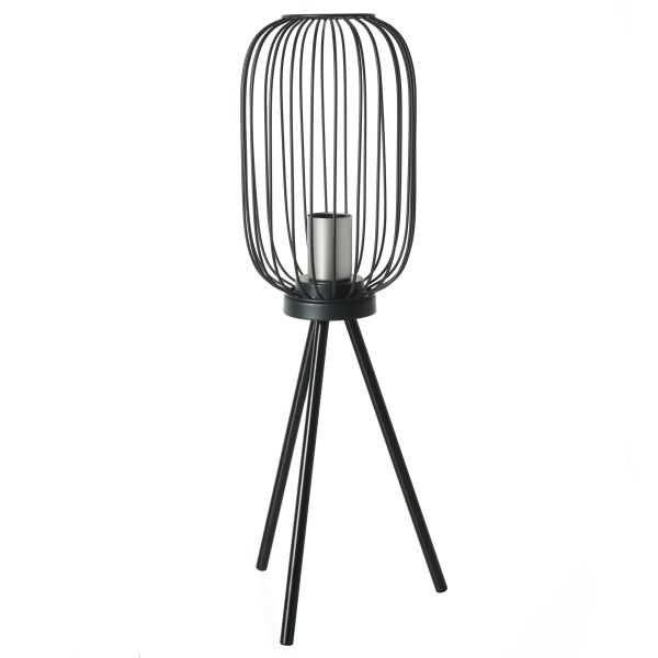 AMARE Vintage Stehlampe Metall mit silbernem Fitting, 60cm Höhe , schwarz