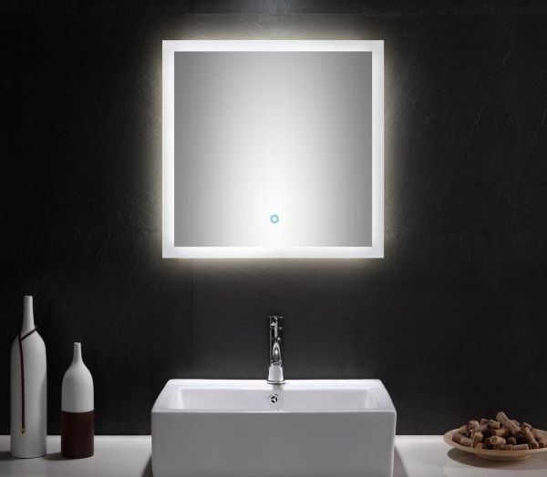 Posseik LED Spiegel 60x60 cm mit Touch Bedienung EEK: F