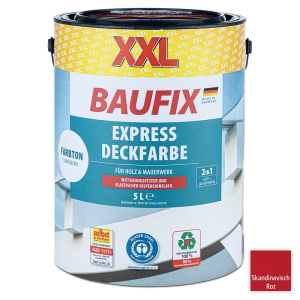 Baufix XXL-Express-Deckfarbe 5 Liter - Skandinavisch Rot