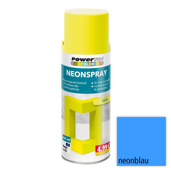 Powertec Color Neonspray - Neonblau 4-er Set