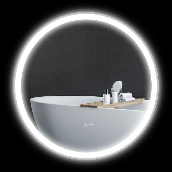 Badezimmerspiegel, Ø 80 cm Badspiegel mit LED Touch-Schalter
