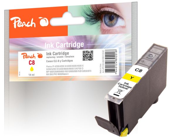 Peach Tintenpatrone gelb mit Chip, kompatibel zu Canon CLI-8y, 0623B001