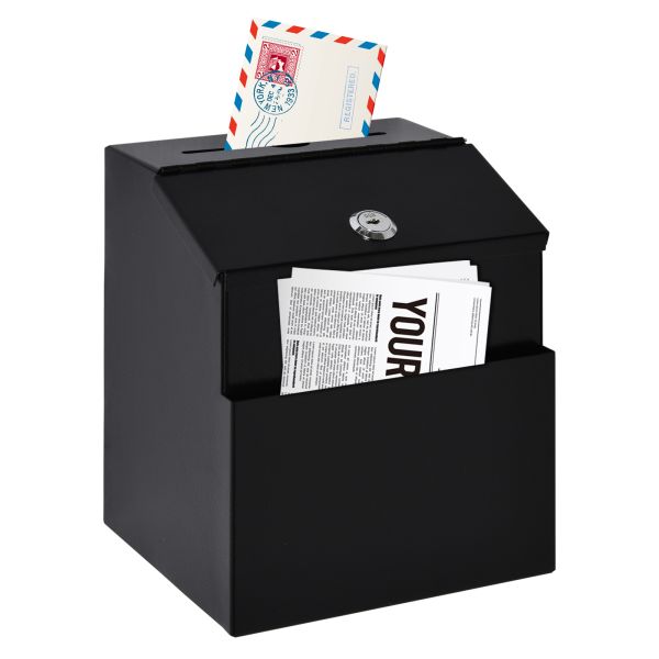 HOMCOM Vorschlagsbox Spendenbox Briefkasten Schwarz 15 x 18 x 22 cm