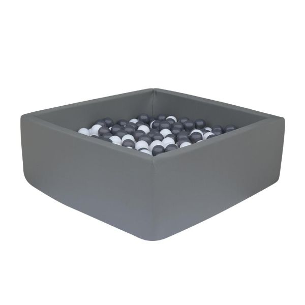 Knorrtoys - Bällebad soft eckig "Dark grey" - 100 balls grey/white