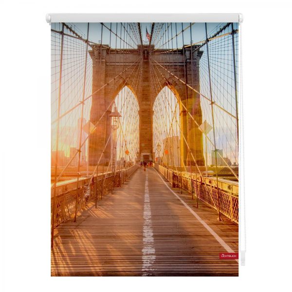 Lichtblick Lichtblick Rollo Klemmfix, ohne Bohren, blickdicht, Brooklyn Bridge - Orange, 120 x 150 cm (B x L)