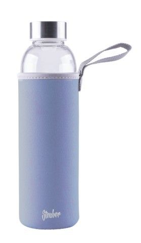 Steuber Trinkflasche Glas mit Tasche, ca. 550 ml blau