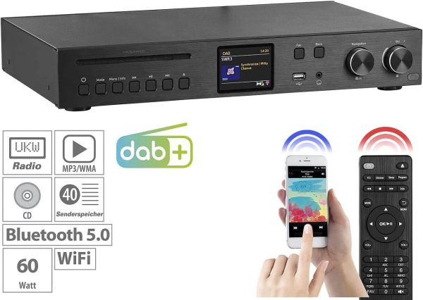 VR-Radio IRS-715 Digitaler WLAN-HiFi-Tuner mit Internetradio, DAB+, UKW, MP3, kostenlose App