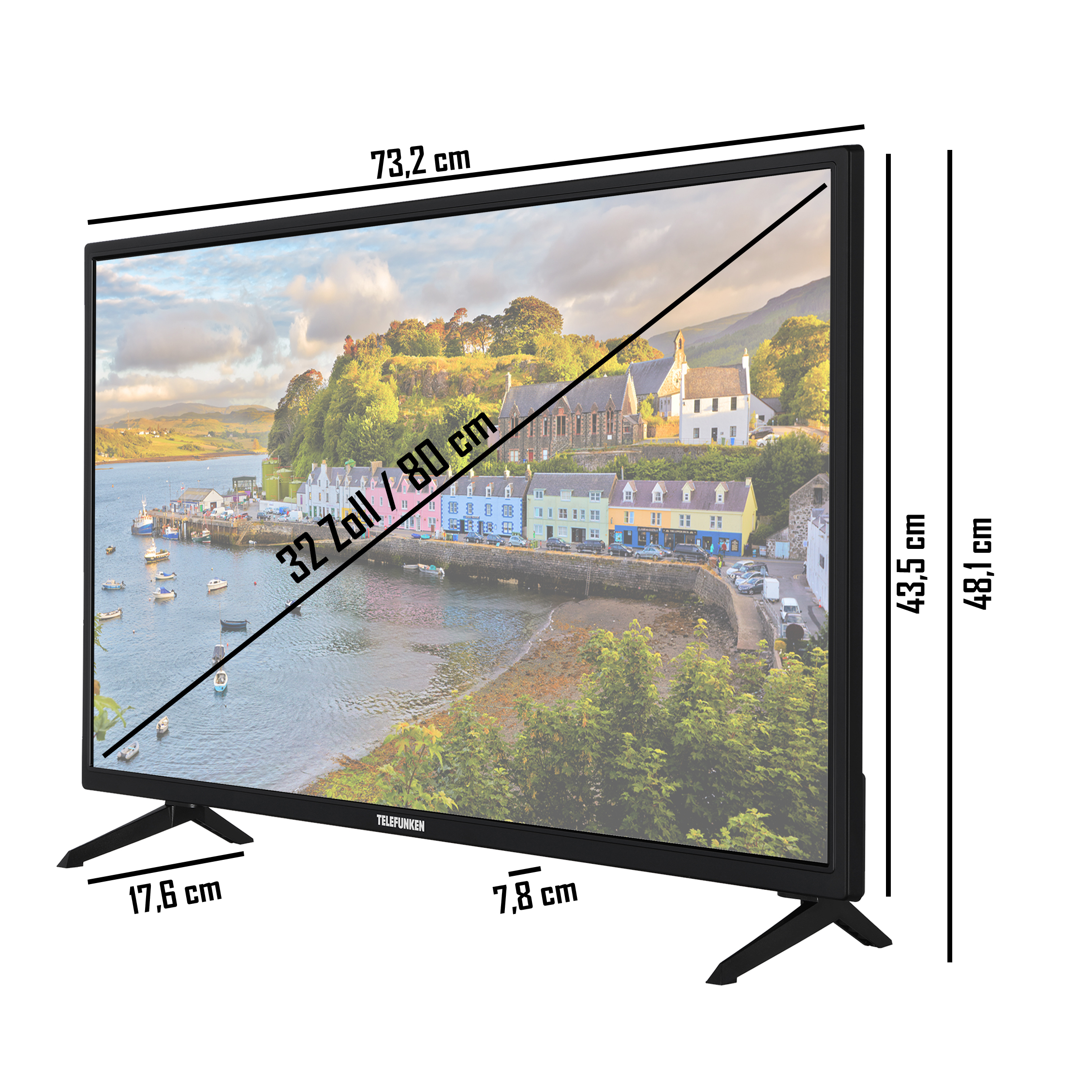 Modelljahr 2020 Telefunken XF32J511 32 Zoll Fernseher Smart TV inkl. Prime Video / Netflix / YouTube, Full HD, Works with Alexa, Triple-Tuner 