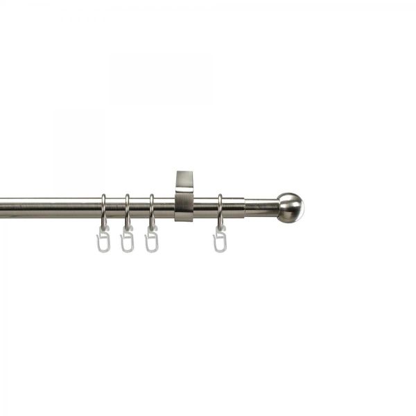 Bella Casa Gardinenstange, Stilgarnitur, Komplettgarnitur - Modern line 16 mm Kugel 120-200 cm ausziehbar, edelstahl-optik
