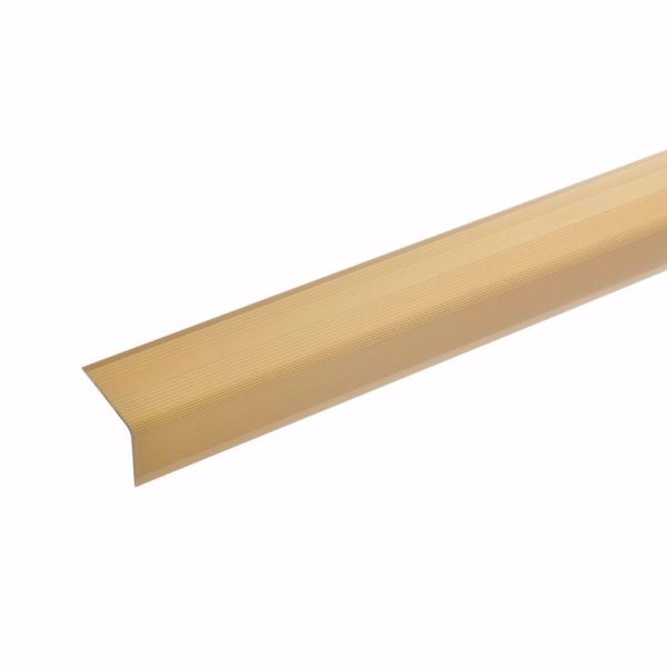 acerto® Alu Treppenwinkel-Profil 100cm 22x30mm gold selbstklebend