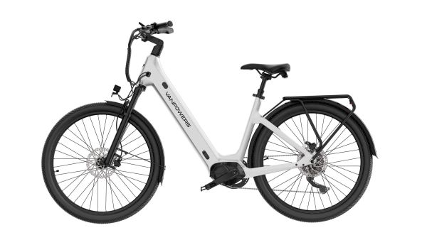 Vanpowers Urban Glide Ultra E-Bike Perlweiß Größe S Tiefeinsteiger, 110 km Reichweite & 25 km/h Fahr