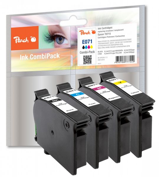 Peach Spar Pack Tintenpatronen kompatibel zu Epson T0715 (T0711, T0712, T0713, T0714)