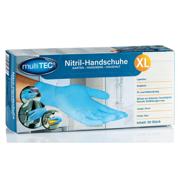 Multitec Nitril-Einweghandschuhe, Blau, Größe XL - 50er-Pack