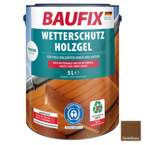 Baufix Wetterschutz-Holzgel 5 Liter - Dunkelbraun
