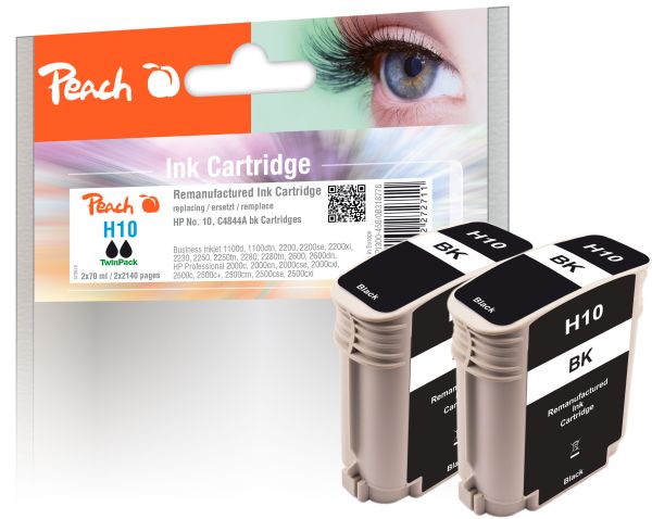 Peach 2 x Tintenpatronen schwarz ersetzt HP No. 10 bk*2