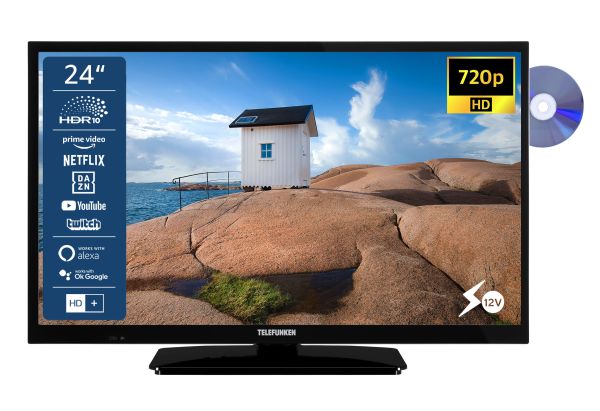 TELEFUNKEN XH24SN550MVD 24 Zoll Fernseher/Smart TV (HD Ready, 12 Volt, DVD-Player) - 6 Monate HD+ in
