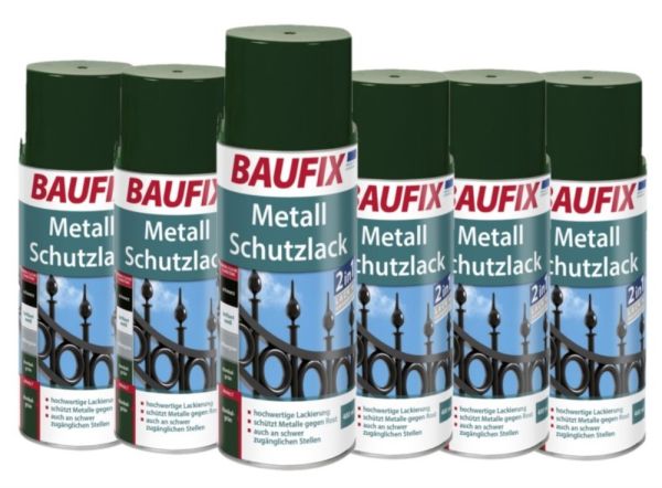 Baufix Metallschutzlack - Dunkelgrün 6-er Set