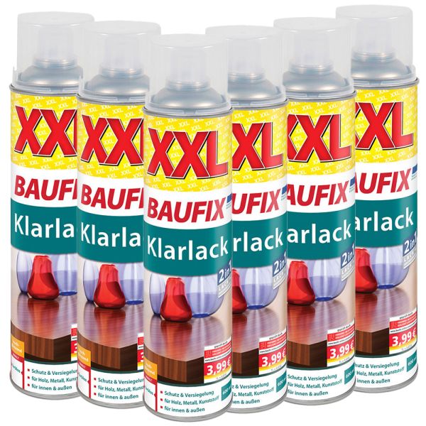 BAUFIX Buntlack Klarlack farblos seidenmatt - ca. 600 ml, 6er-Set
