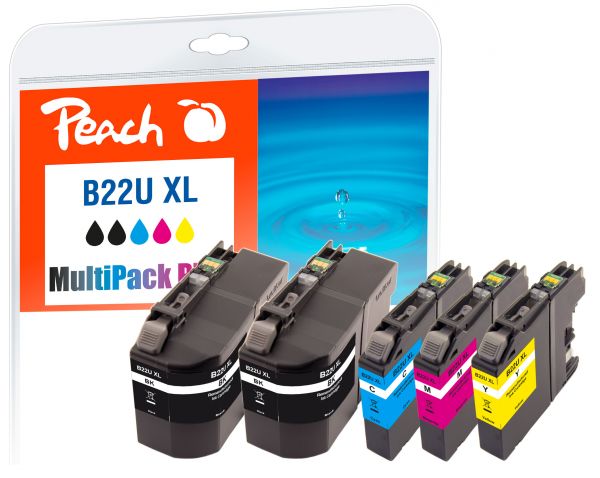 Peach Spar Pack Plus Tintenpatronen, ersetzt Brother LC-22UXL