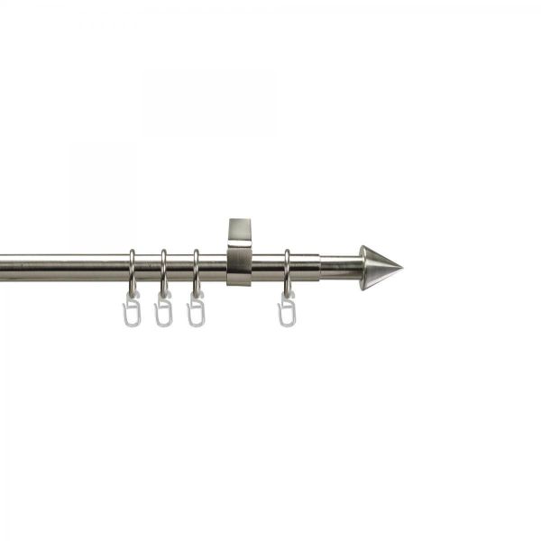 Bella Casa Gardinenstange, Stilgarnitur, Komplettgarnitur - Modern line 16 mm Kegel 120-200 cm ausziehbar, edelstahl-optik