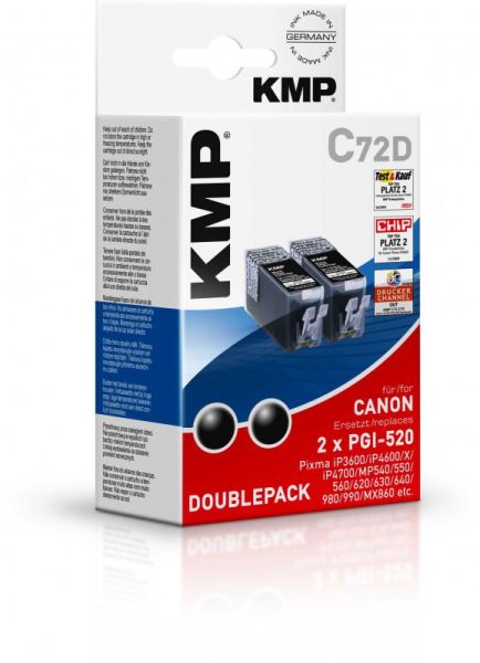 KMP C72D Tintenpatrone ersetzt Canon PGI520PGBK (2932B012)