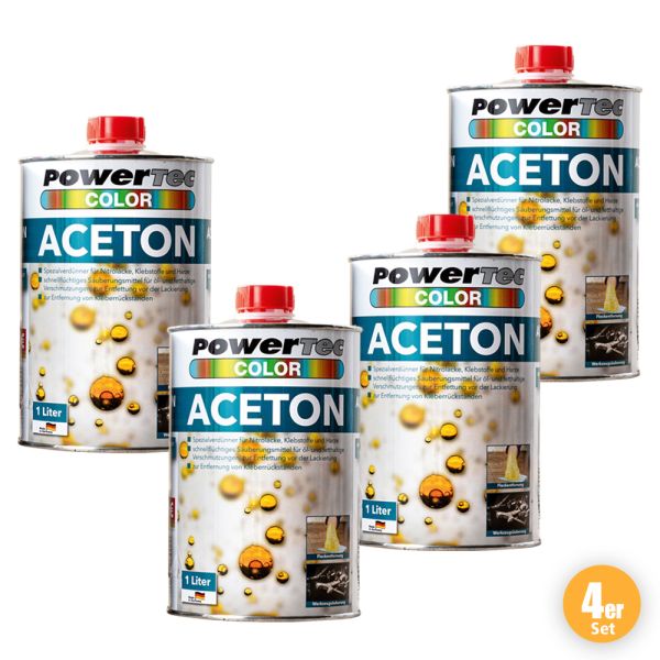 Powertec Color Profi Spezialverdünner - Aceton, 4er-Set