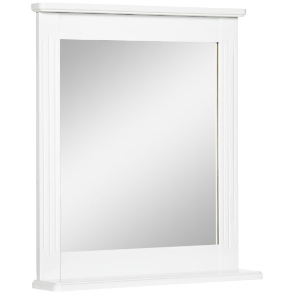 kleankin Badspiegel mit Ablage Badezimmerspiegel Wandspiegel Modernes Design platzsparend Weiß 55 x