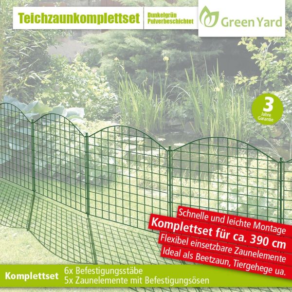 GreenYard® Teichzaun Oberbogen Komplett-Set 11-tlg.