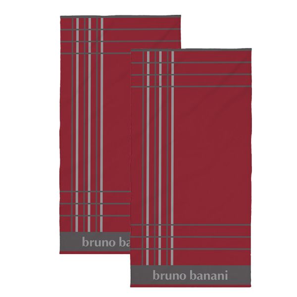 BRUNO BANANI Handtuch - ca. 50 x 100 cm, Tiefrot/ Anthrazit/ Silbergrau, 2er-Set