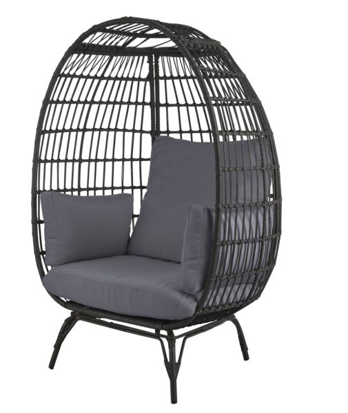 HappyHome Egg Chair Loungesessel inkl. Kissen, Eiform - dunkelgrau (inklusive 4 Kissen)