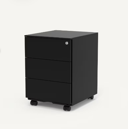 Büro-Rollcontainer mit Schublade unter Schreibtisch RC2 Farbe:Schwarz