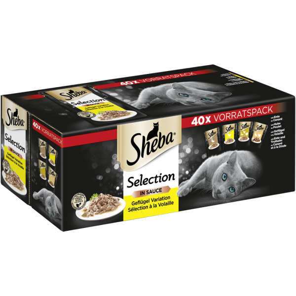 SHEBA® Portionsbeutel Multipack Selection in Sauce Geflügel Variation 40 x 85g