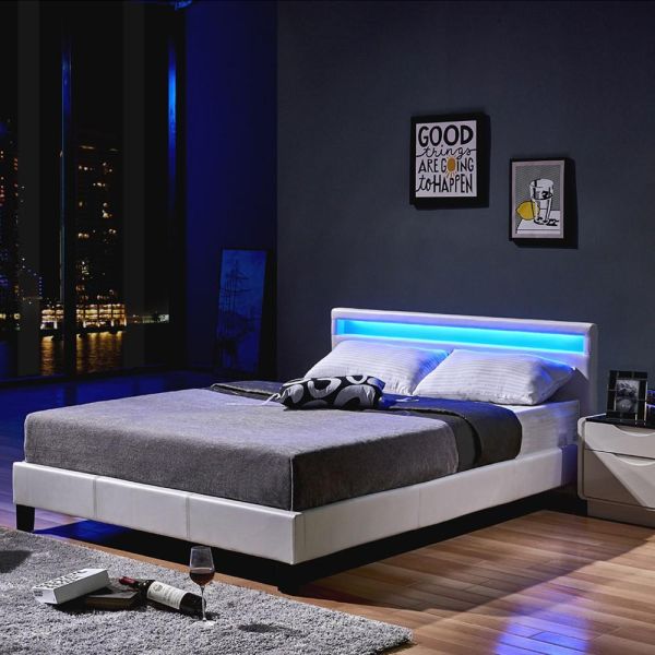 HOME DELUXE LED Bett ASTRO 160 x 200 Weiß -EOL-