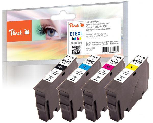 Peach Spar Pack Tintenpatronen kompatibel zu Epson T1636, No. 16XL
