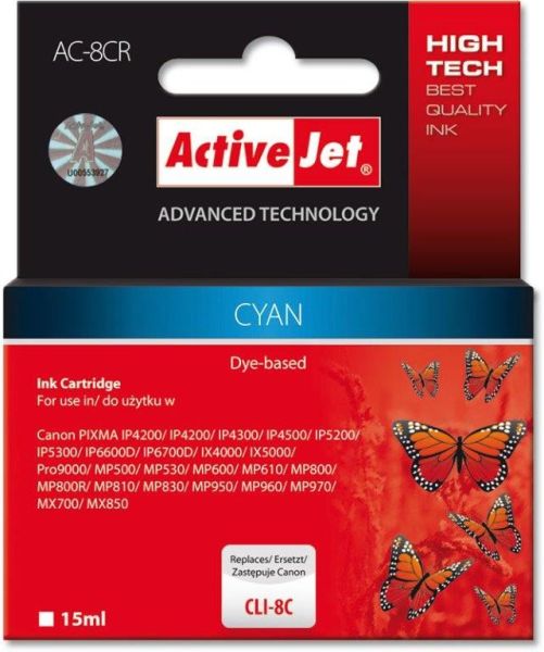 TIN ACTIVEJET AC-8CR Refill für Canon CLI-8C cyan