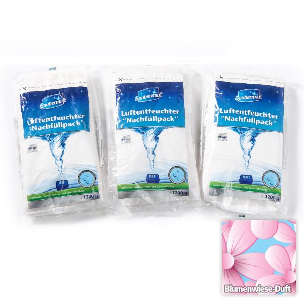 Saubermax Luftentfeuchter Nachfüllpack mit Blumenfrische-Duft - 3er Pack