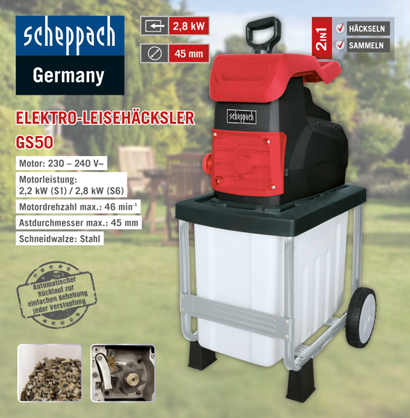 Scheppach Elektro-Leisehäcksler GS50