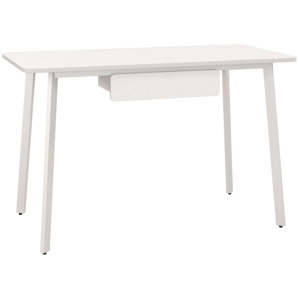 HOMCOM Schreibtisch, Computertisch, Bürotisch mit Schubladen, Elegantes Design, MDF+Stahl, Weiß, 120
