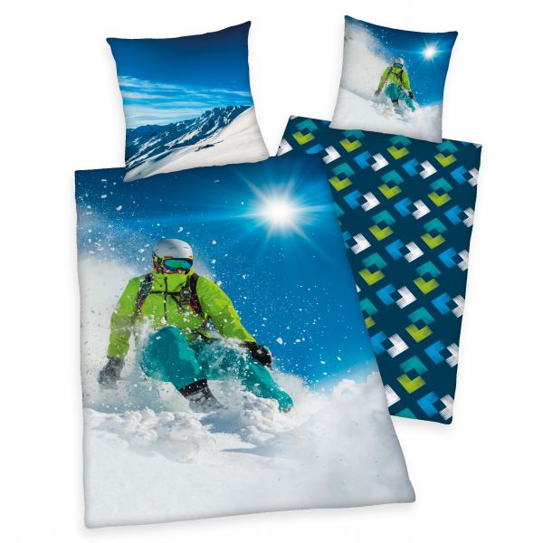 Skifahrer Bettwäsche, Größe: 135 x 200 cm