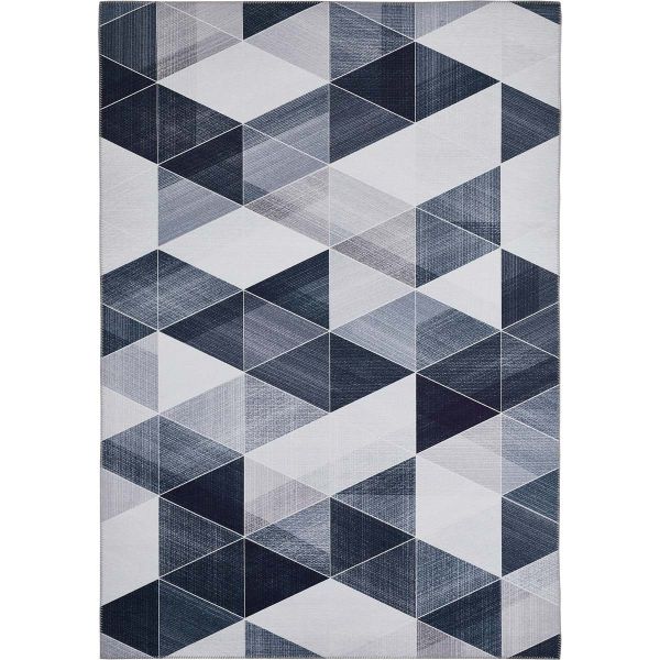HOMCOM Teppich Grafische Muster Kurzflor Anthrazit Grau 230 x 160 x 0,7 cm