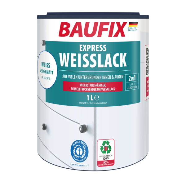 BAUFIX Express Weißlack 2 in 1, seidenmatt