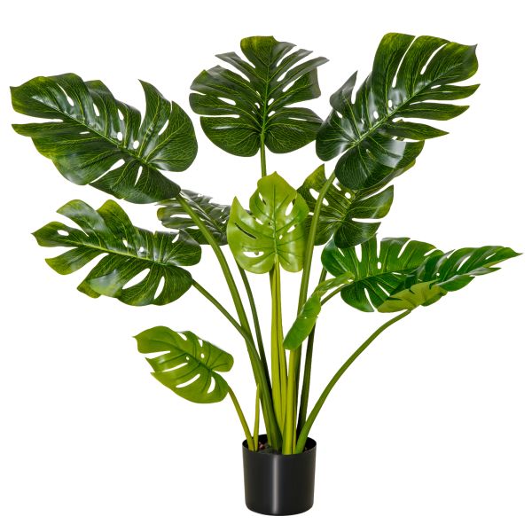 HOMCOM künstliche Pflanzen 110 cm künstlicher Monstera Kunstpflanze  Zimmerpflanze Dekopflanze Büropflanze Kunststofftopf für drinnen und  draußen | Norma24
